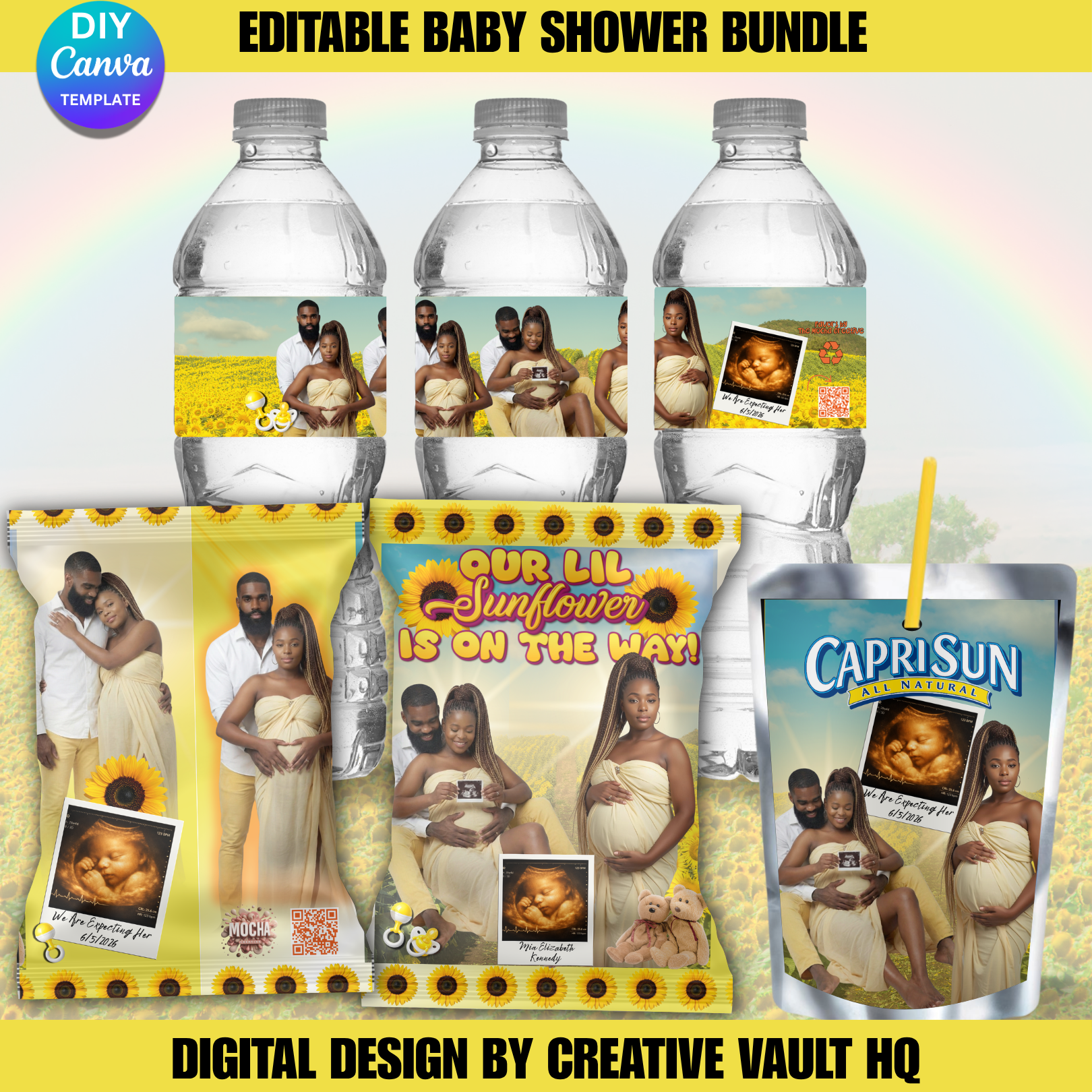 Sunflower Baby Shower Party Favor Bundle
